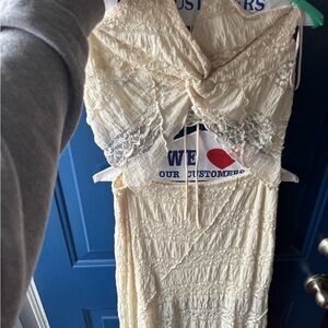 Bershka Cream Textured top and skirt